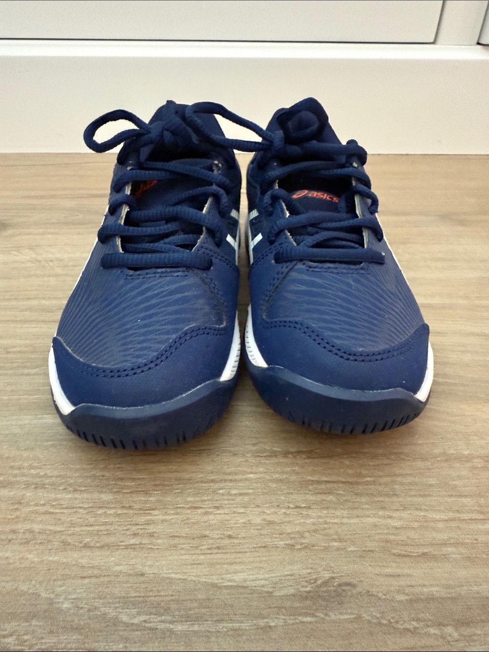 Asics Kids Navy and White Court Sneakers with Orange Accent - Picture 4 of 6